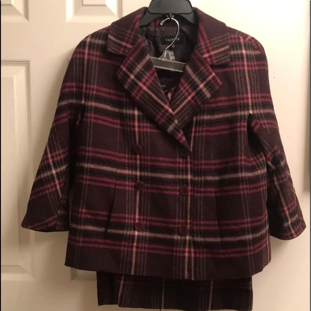 Talbots Burgundy and Pink Plaid Dress - Picture 1 of 8